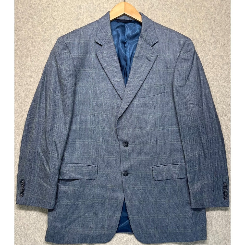 Burberry London Mens Kensington Blazer Jacket Blue Micro Check Notch Lapel 40R